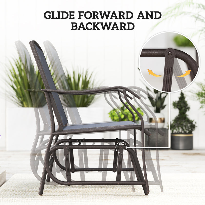 3 Piece Outdoor Glider Chair With Coffee Table And 2 Patio Chairs Supports Up To 352 Lbs For Backyard And Garden Gray