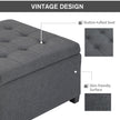 Tufted Storage Ottoman With Lift Top Fabric Metal Hinge Rubberwood Frame Living Room