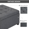 Tufted Storage Ottoman With Lift Top Fabric Metal Hinge Rubberwood Frame Living Room