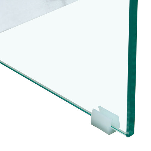 43.3 Inch Modern Two-Tier Coffee Table - Clear Tempered Glass And White Marble Texture, Multifunctional Storage Design.The Bottom Tier Includes A Drawer.Can Be Used As A Coffee Table,side Table,etc.