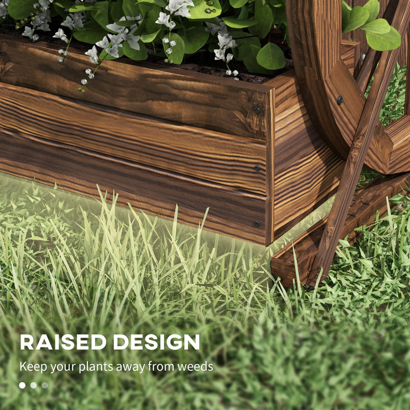 Wooden Wagon Planter Box, 2-Tier Raised Garden Bed, For Vegetables Flowers Herbs