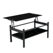 Glass Lift Top Coffee Table, 2-Layer Tempered Glass, Modern Simple, Black