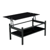 Glass Lift Top Coffee Table, 2-Layer Tempered Glass, Modern Simple, Black