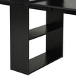 Extra Long 2-Person Desk With Bookshelf Black Home Office Workstation Combo