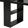 Extra Long 2-Person Desk With Bookshelf Black Home Office Workstation Combo