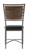 Industrial Style Metal Frame Chairs Set Of 2, Faux Leather Seat Burnished Brown Finish And Gray Metal Finish Rustic Style Dining Kitchen Furniture