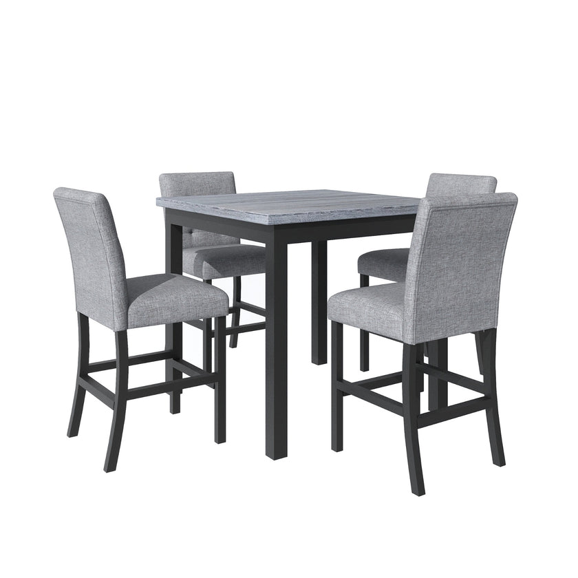 TOPMAX 5-Piece Counter Height Dining Set, Wood Table  Chairs Stools W Footrest