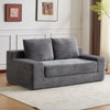Loveseat Sofa, Comfortable Deep Seat Sofa Bed, Modern Small Corduroy Couch For Living Room Bedroom,Reversible Cushion With Pillows,No Assembly Required,Dark-grey