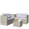 4 Piece Patio Sectional Wicker Rattan Outdoor Furniture Sofa Set With Storage Box Grey