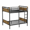 Double Bed Plus Double Bed Plus Metal Bunk Bed, Industrial Grade Detachable Bunk Bed With Safety Railing, Suitable For Teenagers, Black,