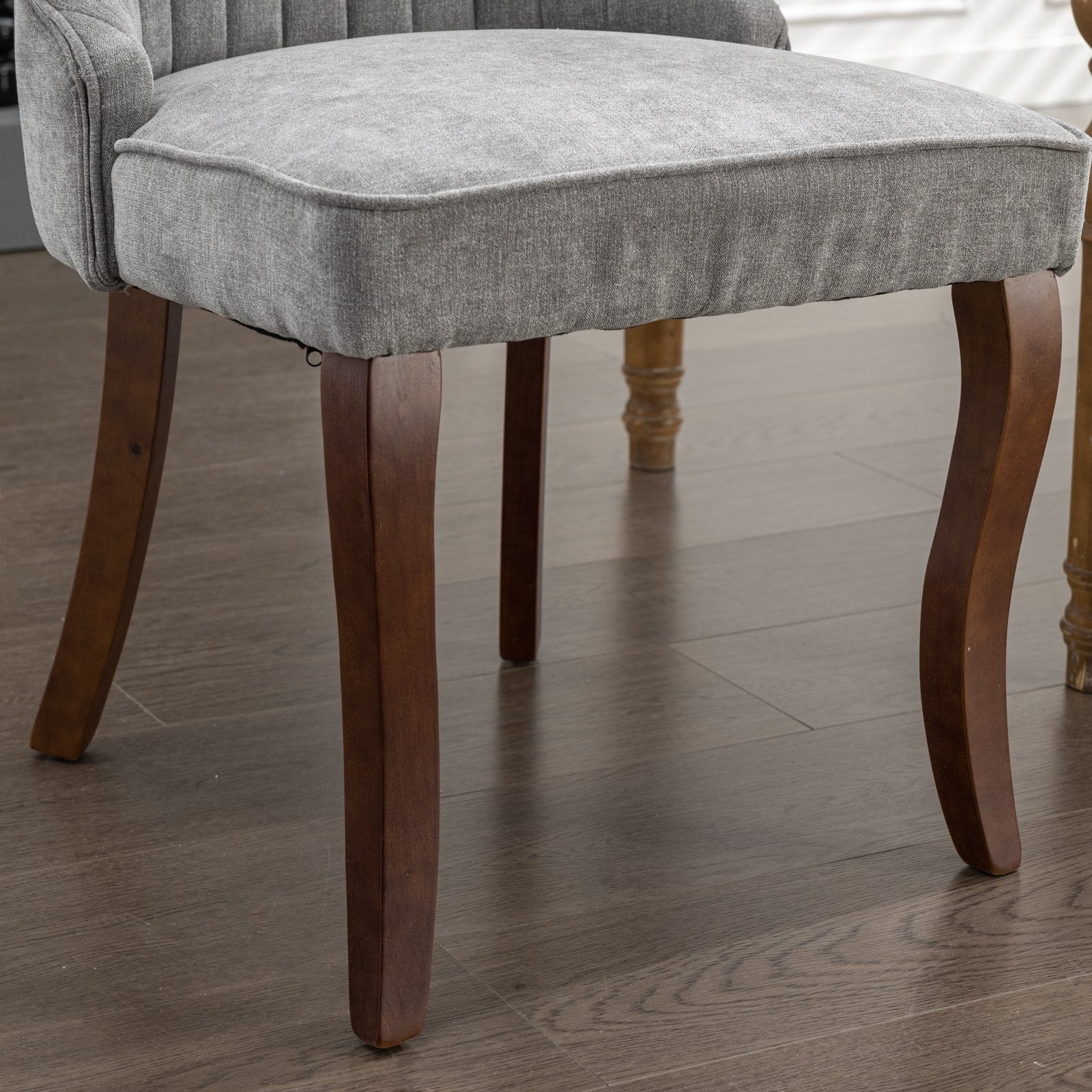 Rayon Cloth Flocking Linen Dining Chairs Channel Kitchen Dinner Chair Comfy Fabric Upholstered Accen