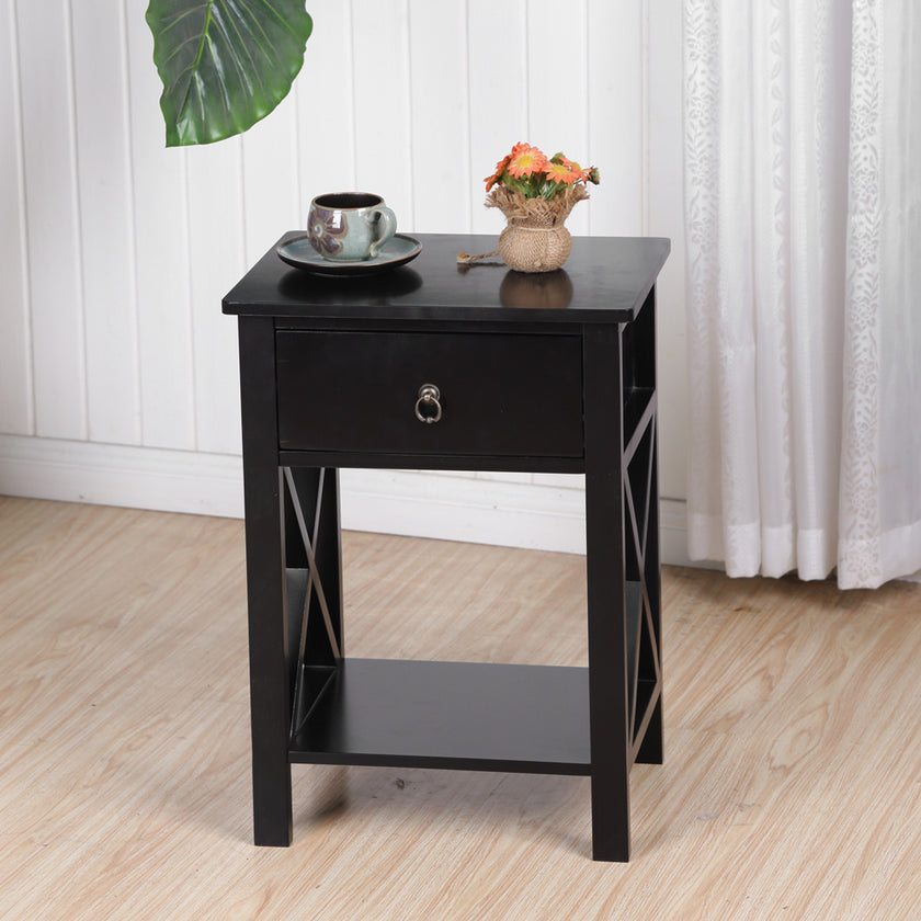 Black, MDF Painted, 40x30x55cm, Bedside Table