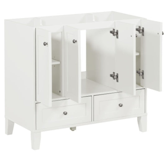 36'' Bathroom Vanity Without Countertop,Solid Wood Frame Bathroom Storage Cabinet Only, Freestanding Vanity With 4 Soft Closing Doors& 2 Drawers
