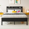 Full Size Bed Frame, Storage Headboard With Charging Station, Solid And Stable, No Box Spring Needed, Easy Assembly