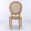 A&A French Style Solid Wood Antique Linen & Rattan Back Dining Chair