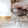 Ruffled Pillow Cover With Core Linen Pillow Living Room