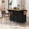 Kitchen Cart With Rubberwood Drop-Leaf Top, Cabinet Door, Storage Racks