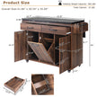 K&K Kitchen Island With Trash Can Storage Cabinet, Kitchen Cart With Drop Leaf, Spice Rack, Towel Ra