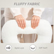 Armless Computer Desk Chair, Office Task Chair, Teddy Fleece Heart Makeup Vanity Chair With Swivel Wheels, White