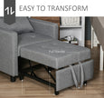Convertible Chair Bed Grey Sofa Bed Multi-Functional Sleeper Ottoman Recliner Adjustable Backrest