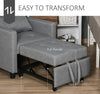 Convertible Chair Bed Grey Sofa Bed Multi-Functional Sleeper Ottoman Recliner Adjustable Backrest