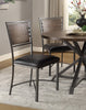 Industrial Style Metal Frame Chairs Set Of 2, Faux Leather Seat Burnished Brown Finish And Gray Metal Finish Rustic Style Dining Kitchen Furniture