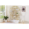 70.8 Inch Round Office Bookcase Bookshelf, Display Shelf, Two Drawers, Gold Frame