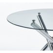 Chrome Dining Table With Metal Leg And Glass,Modern Space Saving Kitchen Table For Living Room,120X120X75CM