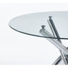 Chrome Dining Table With Metal Leg And Glass,Modern Space Saving Kitchen Table For Living Room,120X120X75CM