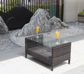 Outdoor Patio Furniture Coffee Table With Clear Tempered Glass