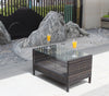 Outdoor Patio Furniture Coffee Table With Clear Tempered Glass