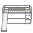 Gray Twin Twin Bunk Bed Convertible Slide Ladder