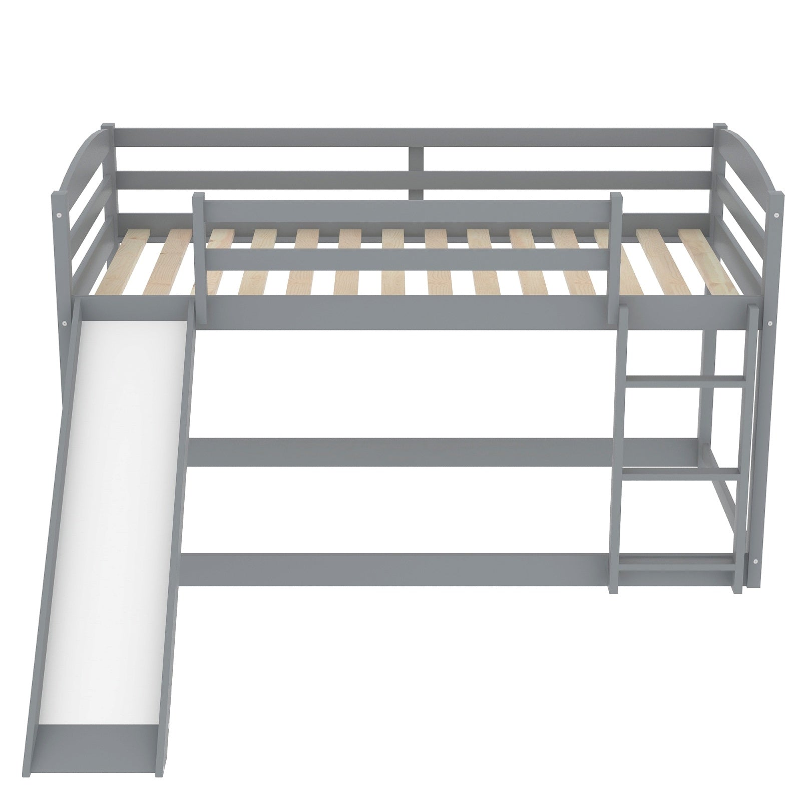 Gray Twin Twin Bunk Bed Convertible Slide Ladder