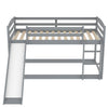 Gray Twin Twin Bunk Bed Convertible Slide Ladder