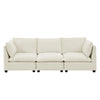Modern Chenille Comfy Upholstered 3-Seat Sofa With 2 Lumbar Pillow, Deep Seat Sofa Sleeper For Living Room, Apartment, Office, Studio  Beige White, 3-Seat