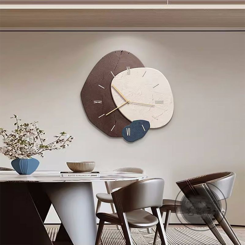 New Chinese Style Dining Room Dining Table Hanging Painting Punch-free Wall Clock