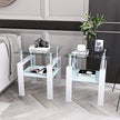2-Pc Modern Tempered Glass Coffee Tea End Tables For Living Room