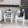 2-Pc Modern Tempered Glass Coffee Tea End Tables For Living Room