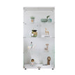 Wo-door Glass Display Cabinet 4 Shelves With Door, Floor Standing Curio Bookshelf For Living Room Bedroom Office, 64.7x31.7x14.3, White