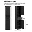 69 H Tall Bathroom Storage Cabinet With 2 Barn Doors And 1 Drawer, Narrow Storage Unit, Adjustable Shelves,Floor Cabinet For Bathroom, Living Room, Entryway,Kitchen,Black