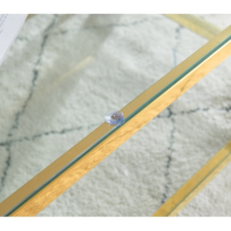 47 Wide Rectangle Modern Stainless Steel Coffee Table, Double-Layer Clear Tempered Glass Coffee Table, Center Table With Storage, For Living Room Home Office, Easy Assembly