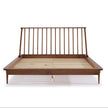 Mid-Century Modern Solid Wood Queen Platform Bed Frame With Spindle Headboard - Caramel