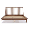 Mid-Century Modern Solid Wood Queen Platform Bed Frame With Spindle Headboard - Caramel