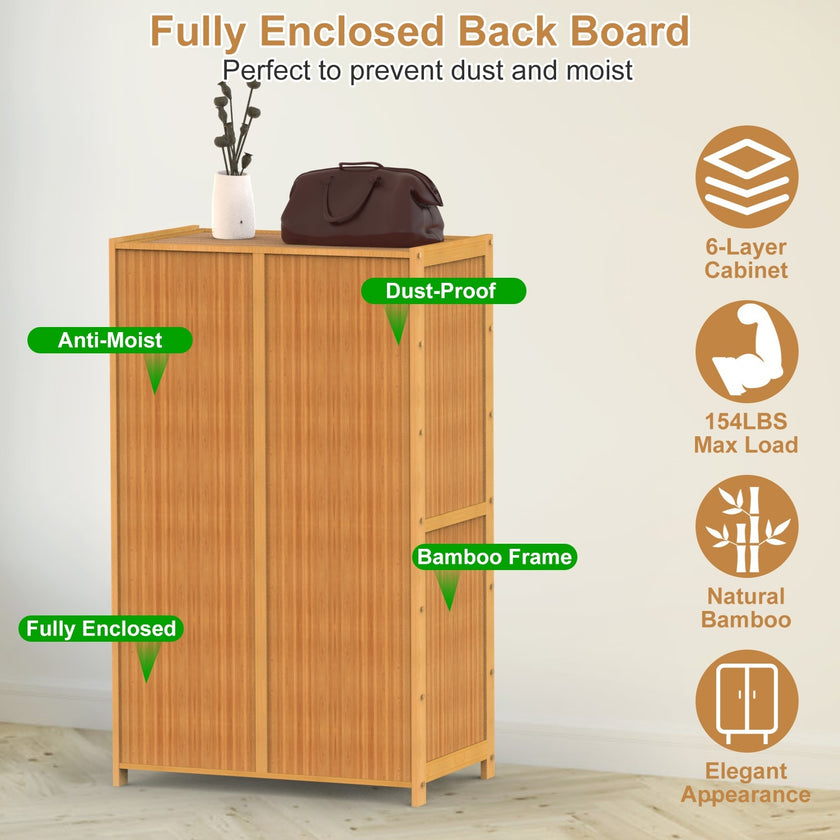 6-tier Bamboo Shoe Rack, Freestanding Shoe Cabinet