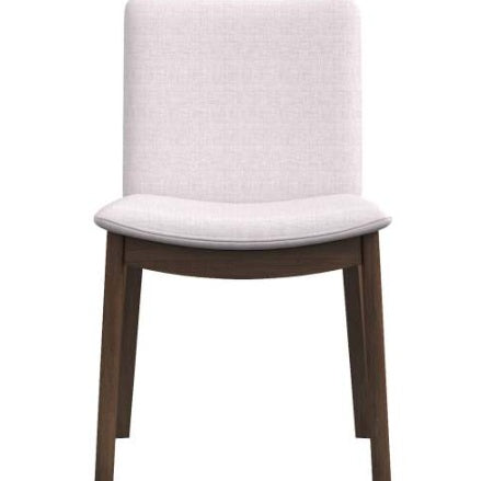 Modern Laura Mid-Century Modern Solid Wood Dining Chair Set With Upholstered Fabric, Beige Linen, 20 X 20 X 32 Inches   Set Of 2
