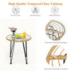 3 Pieces Rattan Furniture Set With Cushioned Chair Table