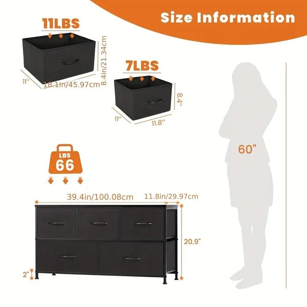 Dresser For Bedroom Storage Drawers Fabric Storage Tower With 5 Drawers