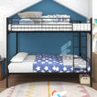Twin-Over-Twin Bunk Bed With Metal Frame And Ladder, Space-Saving Design,White