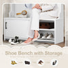 Hall Tree With Top Shelf And Storage Bench, Hallway Shoe Cabinet With Sliding Doors, Coat Rack With 5 Hanging Hooks For Entryways Hallways