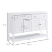 Modern White Buffet, Metal Hinges & Round Handles, Dining Room Storage